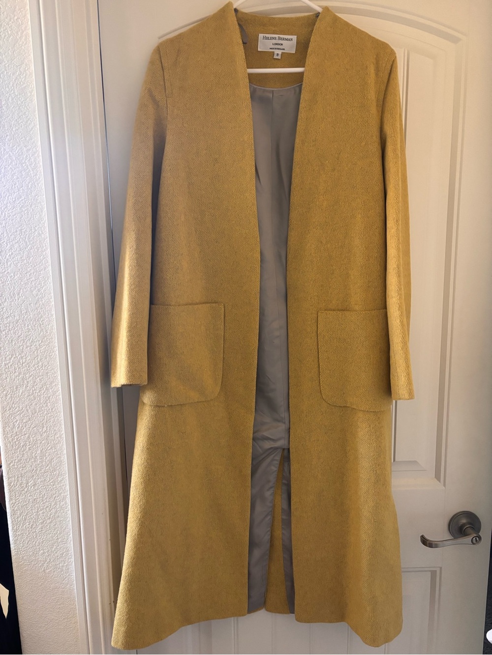 Helene Berman Mustard Yellow Open-Front Trench Coat